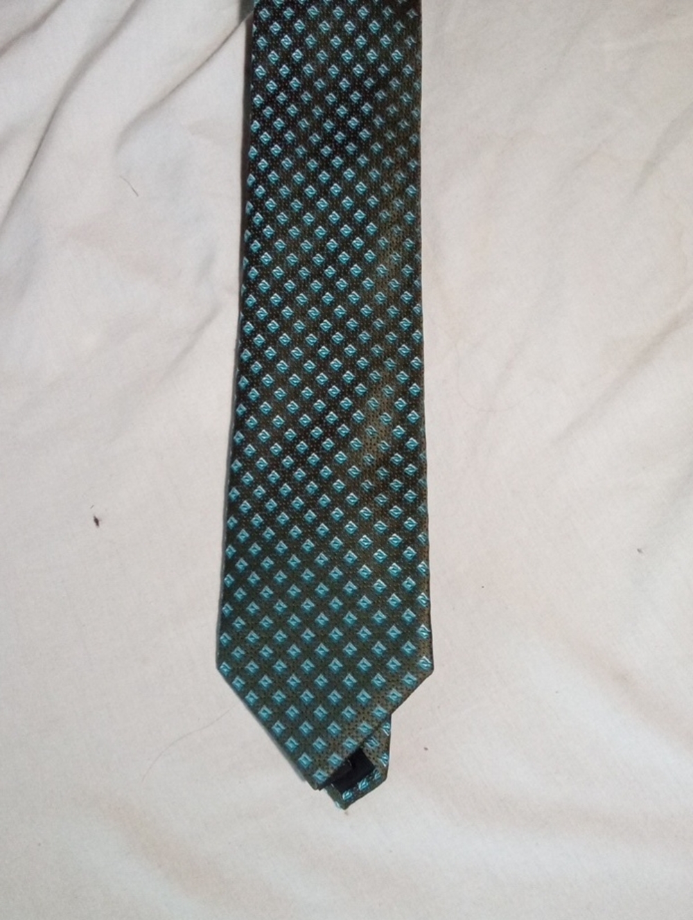 Kenneth Cole Reaction Black Tie with Teal Dot Pattern